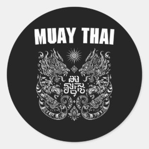 Muay Thai Mma Fight Tattoo Tvilling Tiger Kickboxn Runt Klistermärke