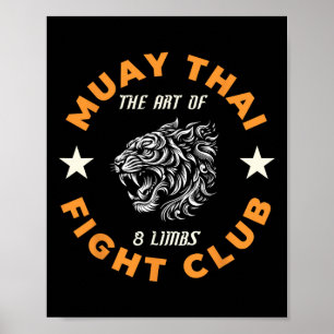 Muay Thai Mma Fight Tatuering Tiger Konst 8 Lemmar Poster