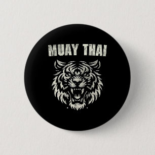 Muay Thai Mma Fight Tatuering Tiger Roar Kickboxni Knapp