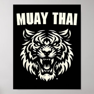 Muay Thai Mma Fight Tatuering Tiger Ryter Kickboxi Poster