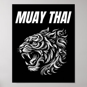 Muay Thai Mma Fight Tatuerings Tiger Roar Kickboxn Poster