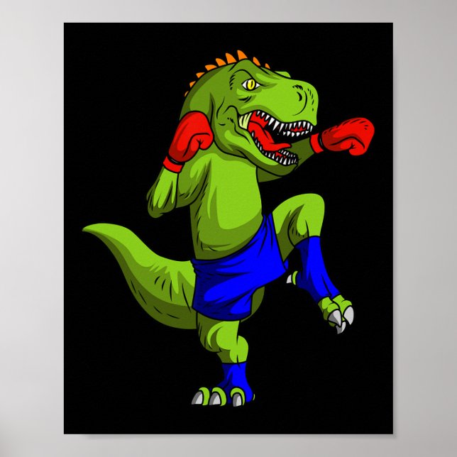 Muay Thai Mma Fighter T-rex Mixed Martial Art Comt Poster (Framsidan)