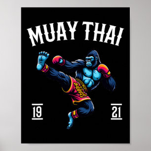 Muay Thai Monkey - Kickboxning Och Monkey Thai Box Poster