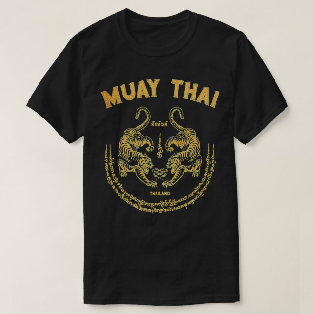 Muay Thai Muay Thai Tiger Sak Yant Tattoo Kickboxi T Shirt (Design framsida)
