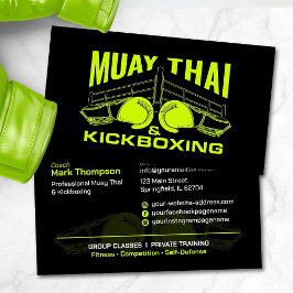 Muay Thai och Kickboxing Coach - Black and Lime Visitkort