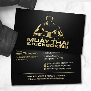 Muay Thai och Kickboxing Coach - Black och Guld Visitkort