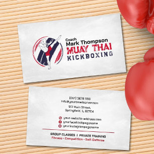 Muay Thai och Kickboxing Coach - Blue Red Busines Visitkort