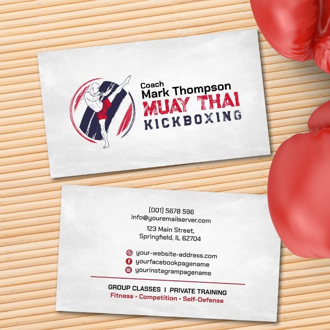 Muay Thai och Kickboxing Coach - Blue Red Busines Visitkort (Skapare uppladdad)