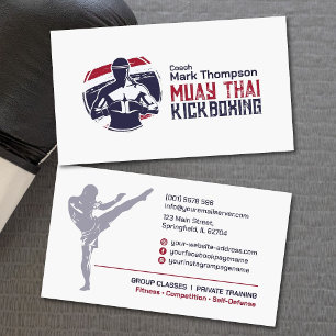 Muay Thai och Kickboxing Coach - Blue Red Visitkort