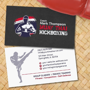 Muay Thai och Kickboxing Coach - Blue Red Visitkort