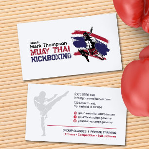 Muay Thai och Kickboxing Coach - Blue Red Visitkort