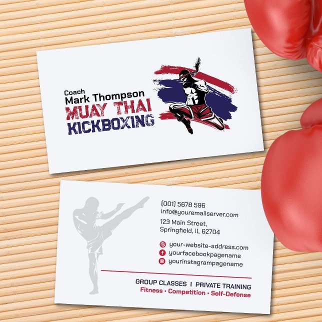 Muay Thai och Kickboxing Coach - Blue Red Visitkort (Skapare uppladdad)