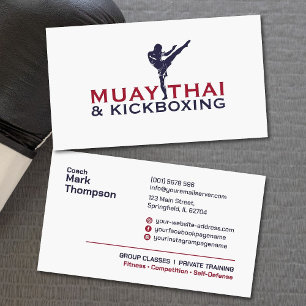 Muay Thai och Kickboxing Coach - Blue Red Visitkort