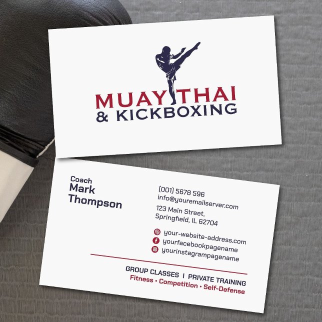 Muay Thai och Kickboxing Coach - Blue Red Visitkort (Skapare uppladdad)