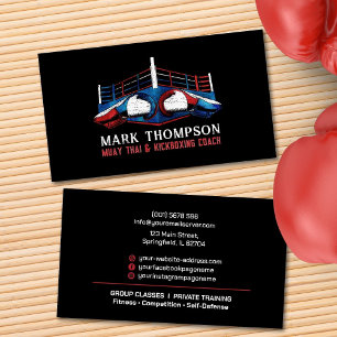 Muay Thai och Kickboxing Coach - Handskar och Ring Visitkort