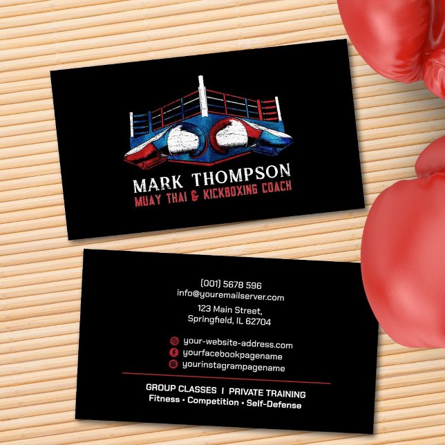 Muay Thai och Kickboxing Coach - Handskar och Ring Visitkort (Skapare uppladdad)