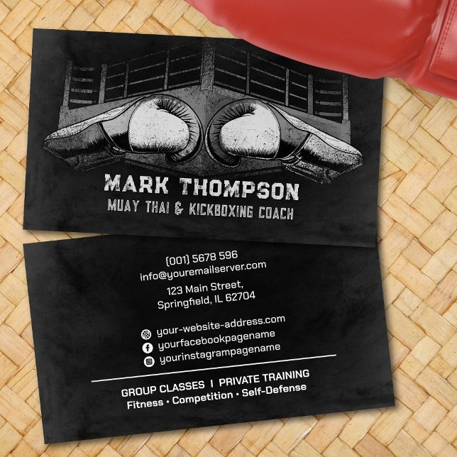 Muay Thai och Kickboxing Coach - Handskar och Ring Visitkort (Skapare uppladdad)