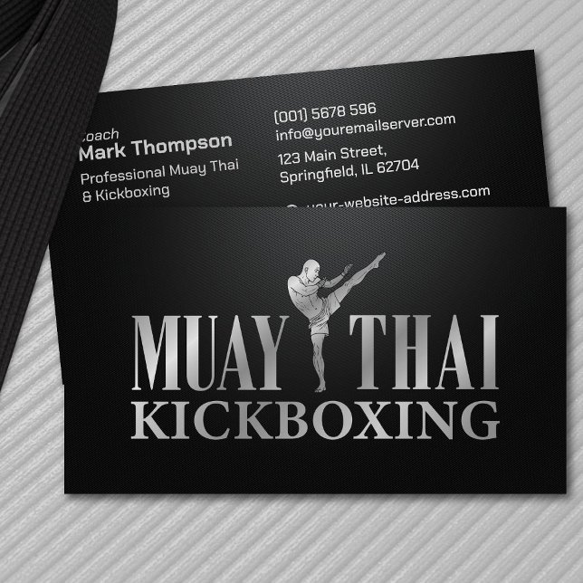 Muay Thai och Kickboxing Coach - Silver Metallic Visitkort (Skapare uppladdad)