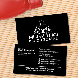 Muay Thai och Kickboxing Coach - Svartvit Visitkort
