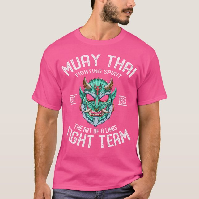 Muay Thai Oni Demon Fight Team Nak Muay Kickboxing T Shirt (Framsida)