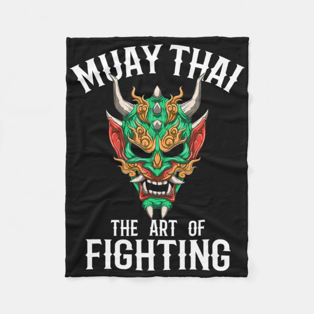 Muay Thai Oni Mask - Thai Boxning Och Kickboxning  Fleecefilt (Framsidan)