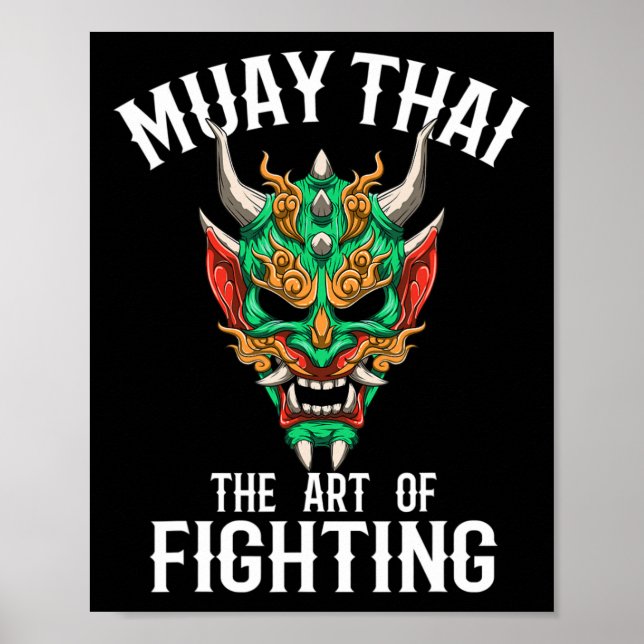 Muay Thai Oni-mask - Thai Boxning Och Kickboxning  Poster (Framsidan)