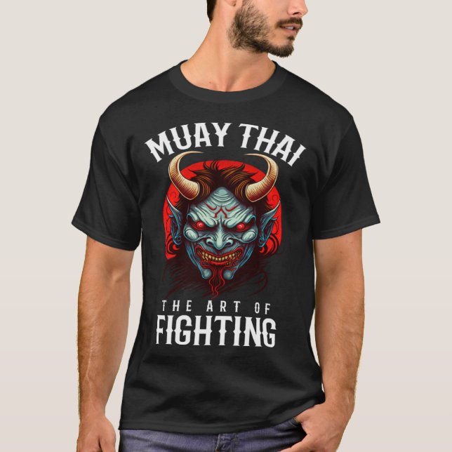 Muay Thai Oni Warrior Fight Team 4 T Shirt (Framsida)
