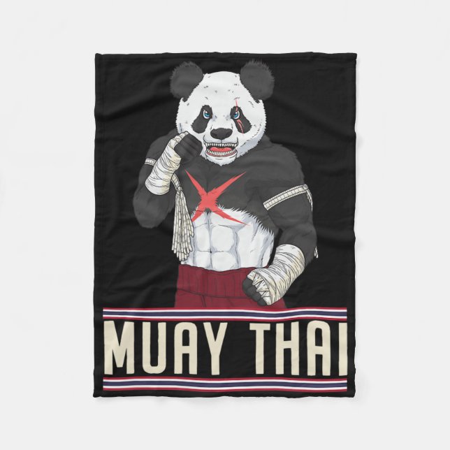 Muay Thai Panda Kickboxing Fighter  Fleecefilt (Framsidan)