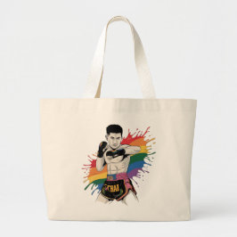 Muay Thai Pride Tote bag | LGBTQ Rainbow Fighter Jumbo Tygkasse
