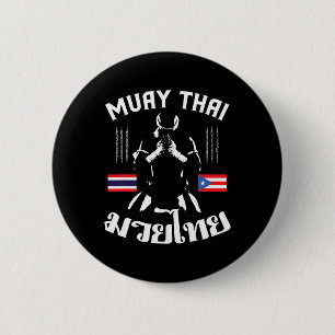Muay Thai Puerto Rico Flagga Martial Arts Thai Box Knapp
