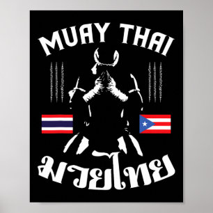 Muay Thai Puerto Rico Flagga Martial Arts Thai Box Poster