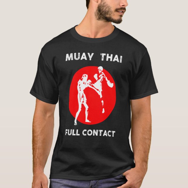 Muay Thai  Retro Kickboxing Boxing T Shirt (Framsida)