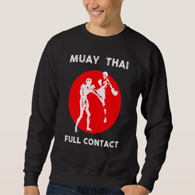 Muay Thai Retro Kickboxning Boxning Lång Ärmad Tröja (Framsida)