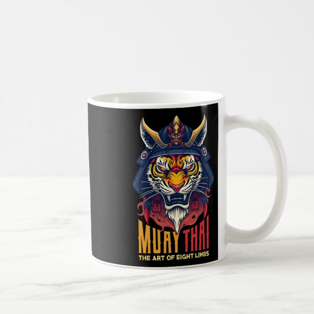 Muay Thai Samurai Tiger Thai Boxing Graphic Kaffemugg (Höger)