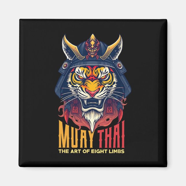Muay Thai Samurai Tiger Thai Boxing Graphic Magnet (Framsidan)