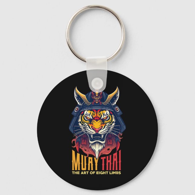 Muay Thai Samurai Tiger Thai Boxing Graphic Nyckelring (Framsida)