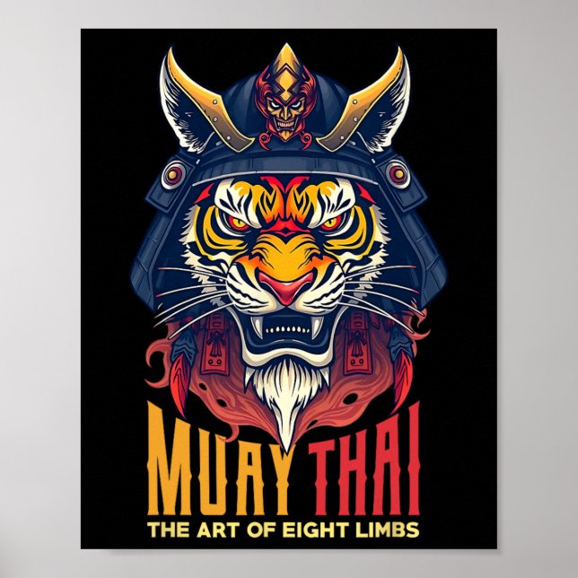 Muay Thai Samurai Tiger Thai Boxing Graphic Poster (Framsidan)