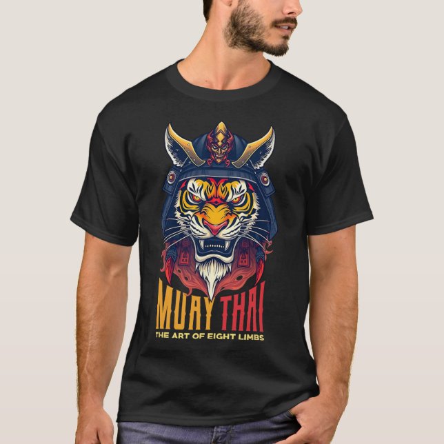 Muay Thai Samurai Tiger Thai Boxing Graphic T Shirt (Framsida)