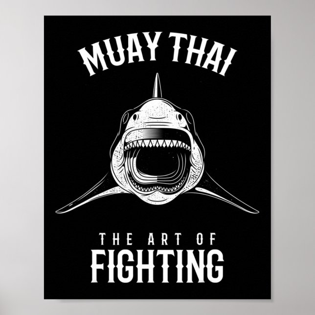 Muay Thai Shark MMA- och kickboxningskämpe  Poster (Framsidan)