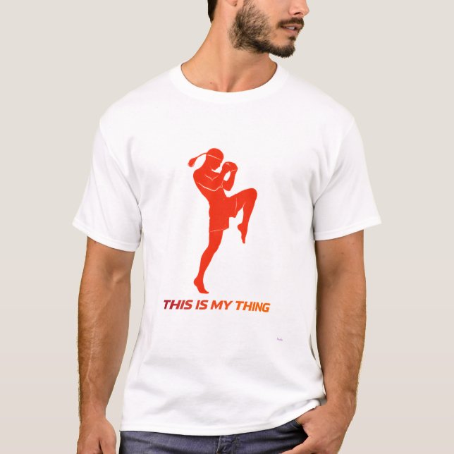 Muay Thai Silhouette Action Lifestyle Design T Shirt (Framsida)
