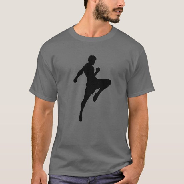 Muay Thai Silhouette Boxing Funny Martial Arts Gif T Shirt (Framsida)