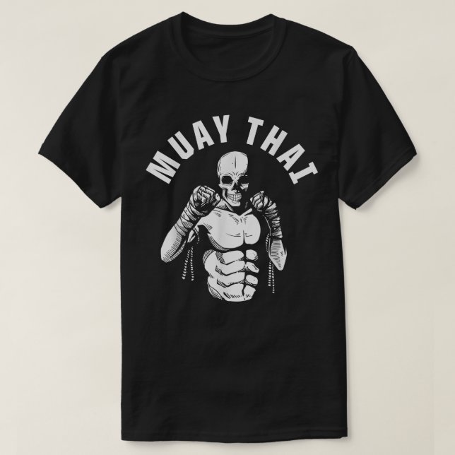 Muay Thai Skeleton Fighter MMA Klubb Coach Martial T Shirt (Design framsida)