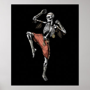 Muay Thai Skeleton Poster