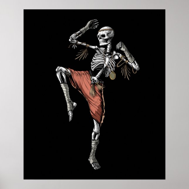 Muay Thai Skeleton Poster (Framsidan)