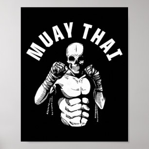 Muay Thai Skelett Stridsman Mma Klubb Tränare Kamp Poster
