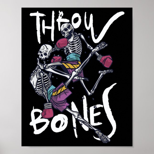 Muay Thai Skelett - Thailändsk Boxning Och Kickbox Poster (Framsidan)