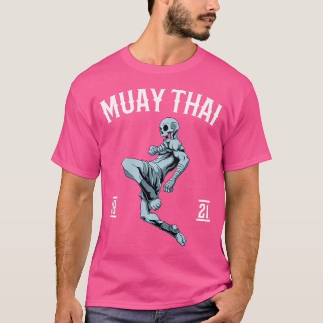 Muay Thai Skelett Thailändsk Boxning T Shirt (Framsida)