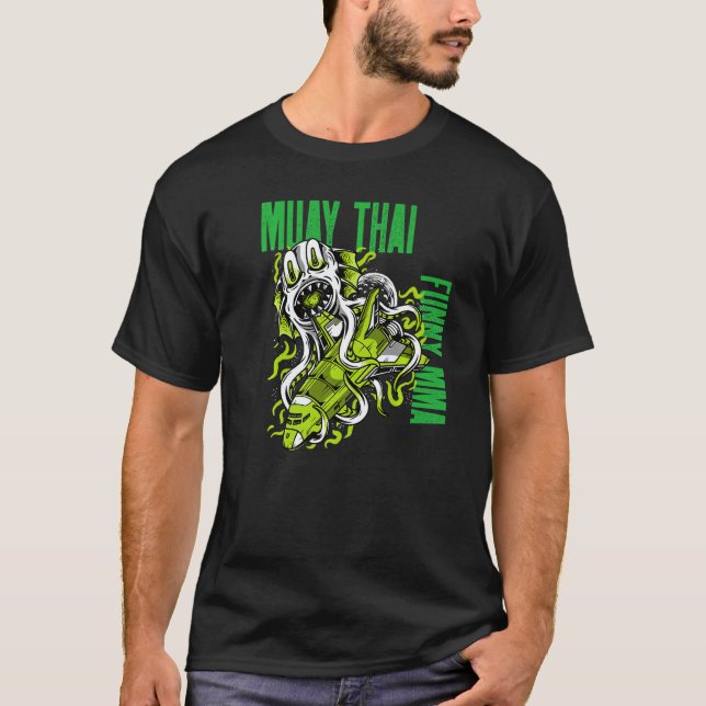 Muay Thai Space Monster Rocket Frakt Mma Fight Kic T Shirt (Framsida)
