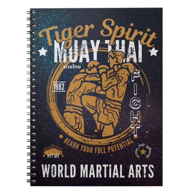 Muay Thai Spiral bärbar dator - tigeranda Anteckningsbok (Framsidan)