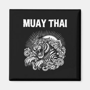 Muay Thai Språk Tatuering Tiger Ryter Kickboxning Magnet